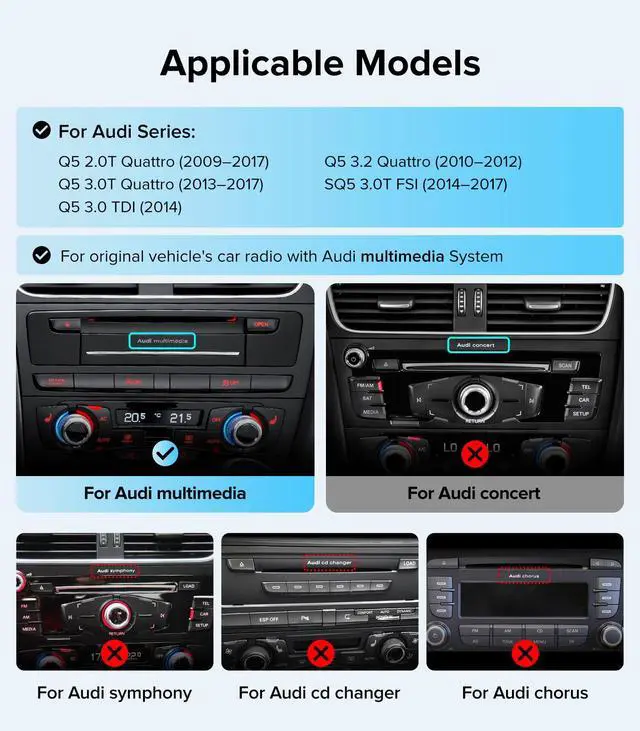 Alt view image 2 of 7 - 10.25in Stereo for Audi Q5 SQ5 2009-2017 MMI 3G Wireless CarPlay | MMI 3G Only (Multimedia), 2-Sec Fast Boot Linux, Dual OS Retain MMI Knob, 1920x720 HD, Plug & Play Luxury Cabin Upgrade