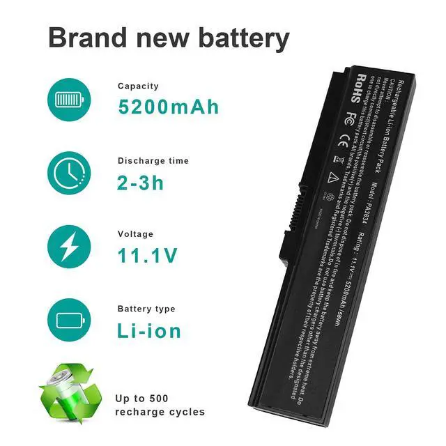 Alt view image 3 of 7 - PA3634U-1BAS Laptop Battery for Toshiba Satellite A665 C655 L645 L645D L650 L650D L655 L655D L670 L675 M300 M301 M305 M505 U405, p/n PABAS228 PA3634U-1BRS PA3635U-1BAM PA3636U-1BRS PA3635U-1BRM