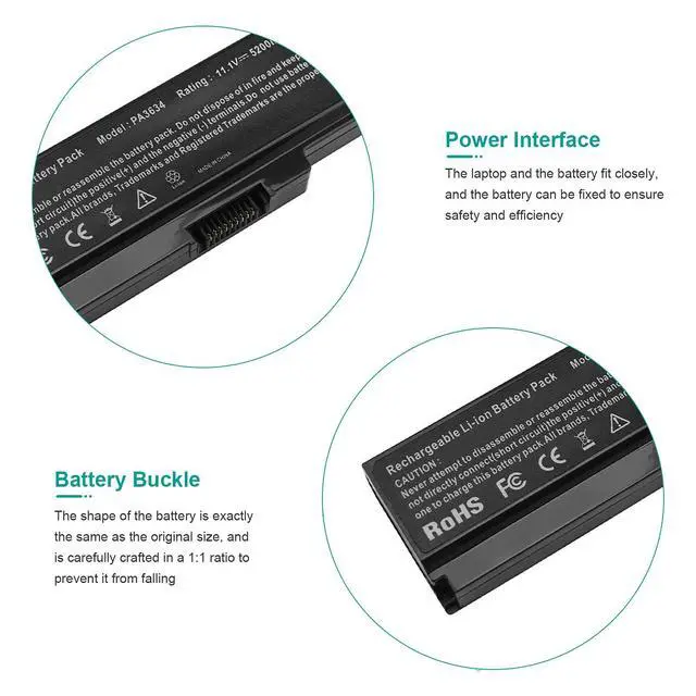 Alt view image 4 of 7 - PA3634U-1BAS Laptop Battery for Toshiba Satellite A665 C655 L645 L645D L650 L650D L655 L655D L670 L675 M300 M301 M305 M505 U405, p/n PABAS228 PA3634U-1BRS PA3635U-1BAM PA3636U-1BRS PA3635U-1BRM