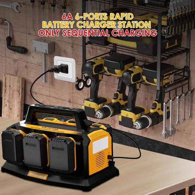 Alt view image 7 of 7 - 1200W Power Inverter for Dewalt 20V Battery,Compatible Battery Charger of 6 Ports Each 6A,20V to 110V Pure Sine Wave Inverter with 3 USB-A/Type-C/DC Port, Light,Cigarette Lighter Socket for Emergency