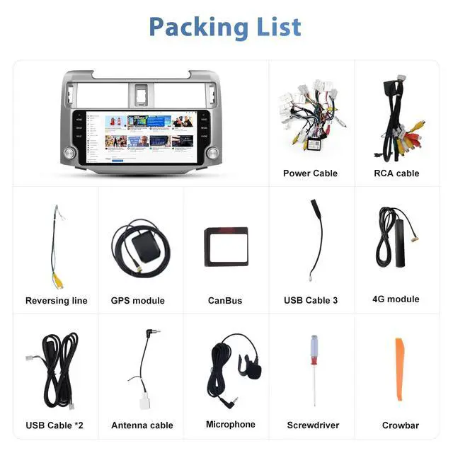 Alt view image 6 of 7 - Car Radio for Toyota 4Runner 2010-2019 8Core 64GB with CarPlay