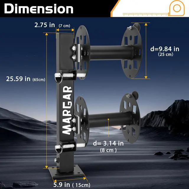 Alt view image 6 of 6 - Heavy Duty Double Welding Cable Lead Reel, 360-degree Adjustable Swivel Base, 10 Reel, Accommodates 150 Feet of 1/0 and 125 Feet of 2/0 Cable