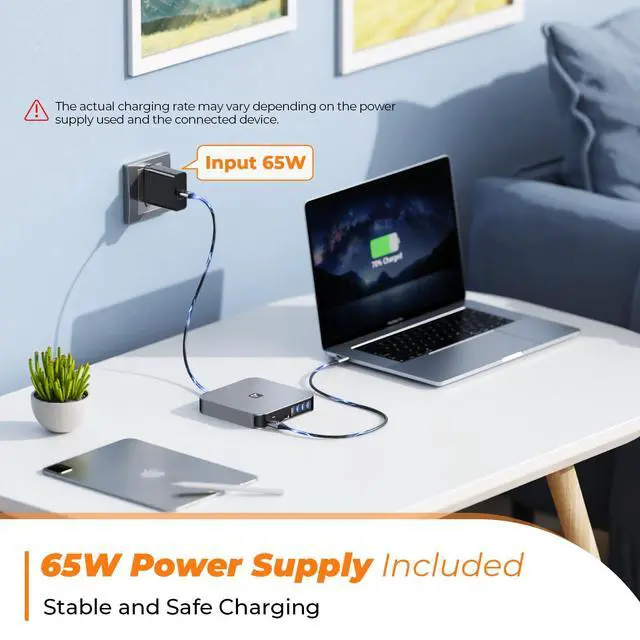Alt view image 5 of 7 - Docking Station 3 Monitors, Driver-Based, for MacBook M1-M5/Neo | 13-in-1 USB C Dock with 2 4K HDMI, VGA, 4 USB, 65W Charger, for Mac mini, Dell, Lenovo, HP, for Home Creator/Developer/Worker