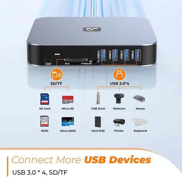 Alt view image 6 of 7 - Docking Station 3 Monitors, Driver-Based, for MacBook M1-M5/Neo | 13-in-1 USB C Dock with 2 4K HDMI, VGA, 4 USB, 65W Charger, for Mac mini, Dell, Lenovo, HP, for Home Creator/Developer/Worker