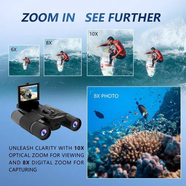 Alt view image 2 of 7 - Digital Binoculars with 40MP Camera (Black) | 10x Optical & 8X Digital Zoom, 2.5K HD Video, Ideal for Bird Watching, Concerts & Outdoor Adventures