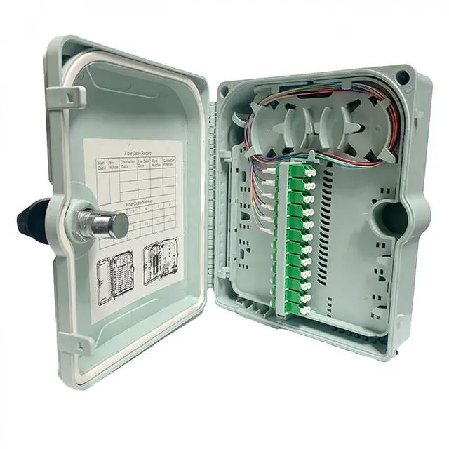 Main image of Fiber Optic Wall Mount or Pole Mount Enclosure for Indoor or Outdoor Fiber Optic Terminations and Fusion Splice installations with Couplers. (LC APC with Pigtails)