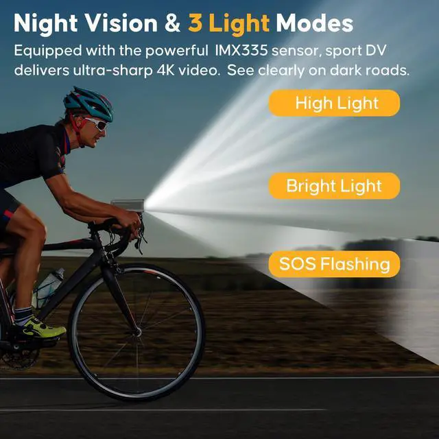 Alt view image 6 of 7 - Action Camera for Bike 4K 30fps with GPS Tracker, Bicycle Dash Cam | IP65 Waterproof, Anti-Shake Sport DV, Wireless Motorcycle Cycling Speedometer and Odometer, Free 64G Card, Computer with APP