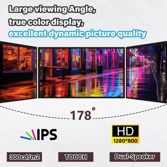 Alt view image 6 of 7 - 10.1 inch Capacitive Touchscreen for Raspberry Pi, HDMI Monitor IPS 1280X800 LCD Display with Dual-Speaker for Raspberry Pi 5/4B/3B+/3B/B+, with Mount Hole to Install Raspberry Pi Board