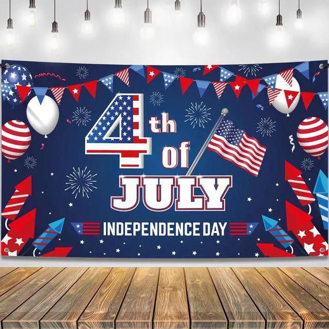 Main image of 4th of July Backdrop - 72x44 Inch | XtraLarge Banner for Patriotic Home Decor,Independence Day and Memorial Day Decorations | 4th of July Decorations