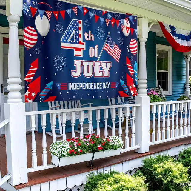 Alt view image 5 of 7 - 4th of July Backdrop - 72x44 Inch | XtraLarge Banner for Patriotic Home Decor,Independence Day and Memorial Day Decorations | 4th of July Decorations