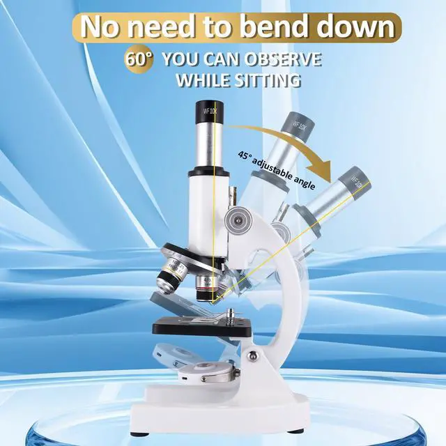 Alt view image 6 of 7 - Microscope 40X-2500X Magnification with 4.3-inch Display, Wide-Angle 10X and 25X eyepieces, and Built-in 5-megapixel Camera for School Labs, Animal Husbandry (White)