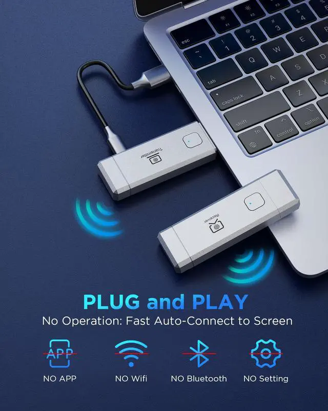 Alt view image 3 of 7 - 2026 Wireless HDMI Transmitter & Receiver Set Supports 4K Decoding, 1080P OutputPlug-and-Play Portable 5G+2.4G Extender: Transmits Audio/Video from Laptops/Desktops/TV Boxes/Projectors to Displays