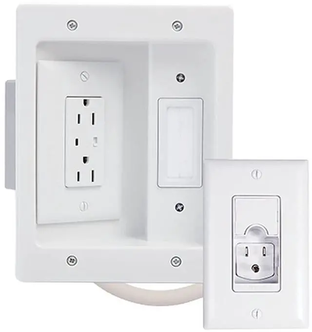 Main image of Legrand OnQ inWall TV Power Kit with Surge Protected Outlet Recessed TV Wall Box & Cable Management Kit for Hiding Wires, Mounting Power Behind TV, Low Voltage PlugandPlay, White