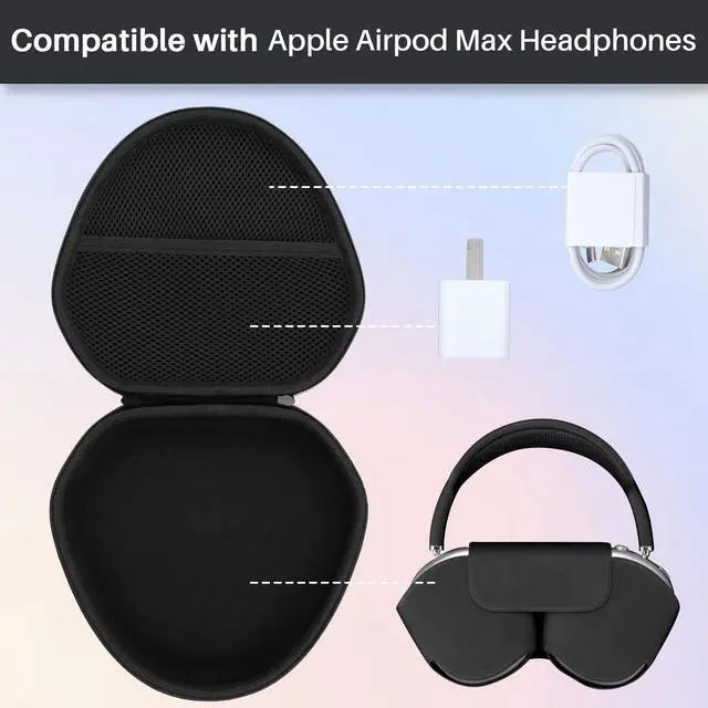 Alt view image 3 of 7 - Hard Case Compatible with Apple AirPods Max 2 / Apple AirPods Max Over-Ear Headphones (Black Case)