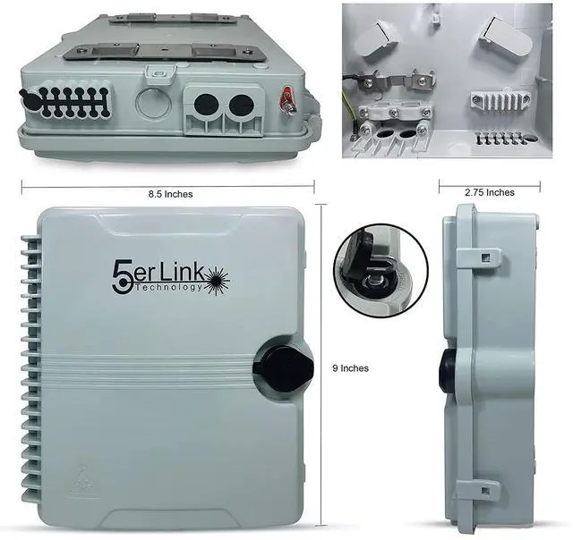 Alt view image 3 of 7 - Fiber Optic Wall Mount or Pole Mount Enclosure for Indoor or Outdoor Fiber Optic Terminations and Fusion Splice installations with Couplers. (LC APC with Pigtails)