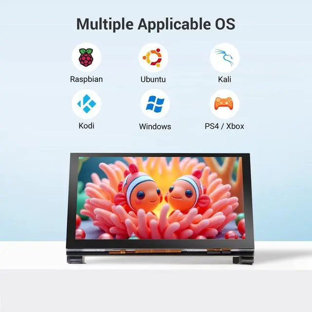 Alt view image 4 of 7 - 5 Inch Touchscreen Monitor for Raspberry Pi, 1024X600 Touch Screen | Display Monitor with Acrylic Stand Compatible with Raspberry Pi 5/4/3, Banana Pi, Jetson Nano, Plug and Play