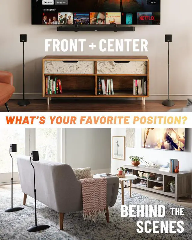 Alt view image 3 of 7 - Universal Speaker Stands - Height Adjustable with Universal Compatibility - Works with Vizio, Klipsch, Bose & More - Includes Built-in Cable Management - Great for Rear Surround Sound - Pair