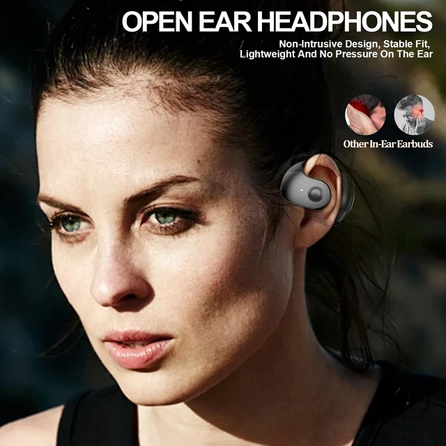 Alt view image 2 of 7 - Open Ear Headphones Wireless Bluetooth 5.4, OWS Hanging Earphones Wireless Earbuds with Earhooks and Mic, IPX5 Waterproof, 48H Range, Out of Ear Earbuds for Sports Running Workout Driving(Black)