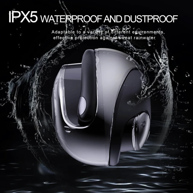 Alt view image 5 of 7 - Open Ear Headphones Wireless Bluetooth 5.4, OWS Hanging Earphones Wireless Earbuds with Earhooks and Mic, IPX5 Waterproof, 48H Range, Out of Ear Earbuds for Sports Running Workout Driving(Black)