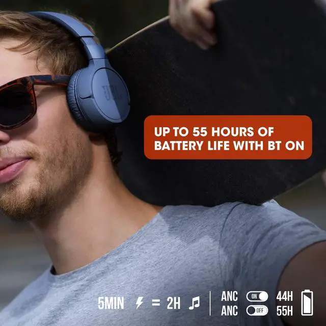 Alt view image 5 of 7 - Tune 660NC - Active Noise-Cancelling Headphones - Blue | Active Noise Cancelling, Pure Bass Sound, Up to 44 hours of battery life with ANC, Wireless Bluetooth Streaming