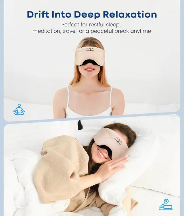 Alt view image 2 of 7 - Bluetooth Sleep Mask Headphones with HD Speakers for Side Sleepers | Ultra-soft Bluetooth 5.4 Wireless Over-Ear Washable with HD Stereo Ideal for Travel Meditation Relaxation Gifts for Men Women