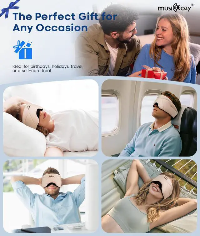 Alt view image 7 of 7 - Bluetooth Sleep Mask Headphones with HD Speakers for Side Sleepers | Ultra-soft Bluetooth 5.4 Wireless Over-Ear Washable with HD Stereo Ideal for Travel Meditation Relaxation Gifts for Men Women