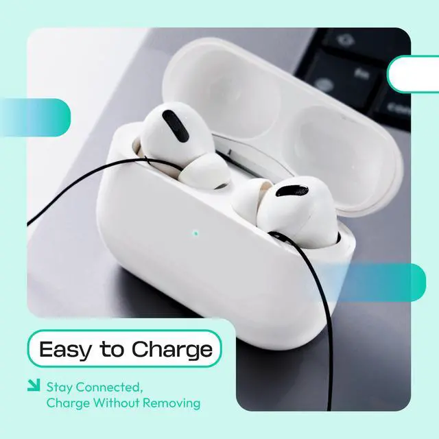 Alt view image 3 of 7 - New Version of Anti-Lost Strap for Wireless in-Ear Earbuds with Ear Tips, Airpod pro Lanyard - Black (Compatible with Airpods Pro 1 2 3, Sony, Beats, Samsung, Bose)