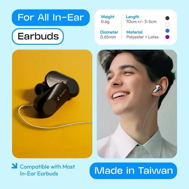Alt view image 4 of 7 - New Version of Anti-Lost Strap for Wireless in-Ear Earbuds with Ear Tips, Airpod pro Lanyard - Black (Compatible with Airpods Pro 1 2 3, Sony, Beats, Samsung, Bose)