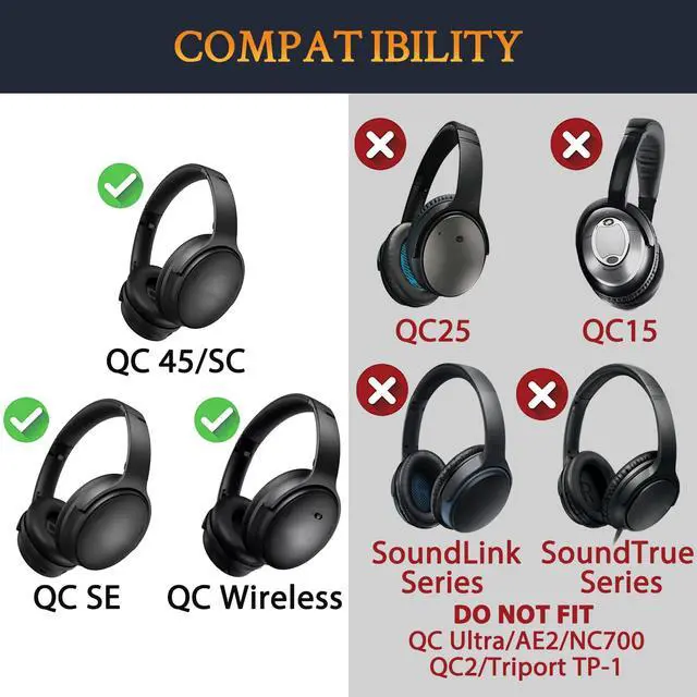 Alt view image 2 of 7 - Cooling Earpads for Bose (QC45/QC SE/QC Wireless) - Black | for (QuietComfort 45/Quiet Comfort SE/Quiet Comfort Wireless) Headphones