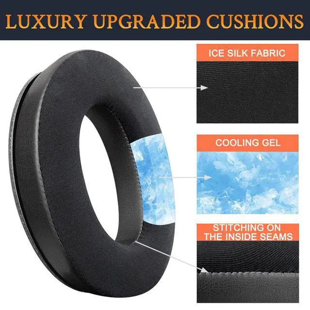 Alt view image 5 of 7 - Cooling Earpads for Bose (QC45/QC SE/QC Wireless) - Black | for (QuietComfort 45/Quiet Comfort SE/Quiet Comfort Wireless) Headphones