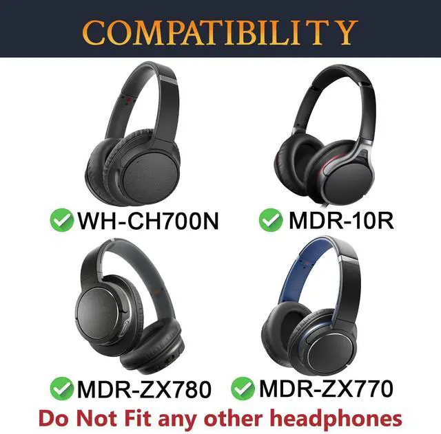 Alt view image 2 of 7 - Earpads for Sony WH-CH700N/MDR-ZX780/MDR-ZX770/MDR-10R - Black