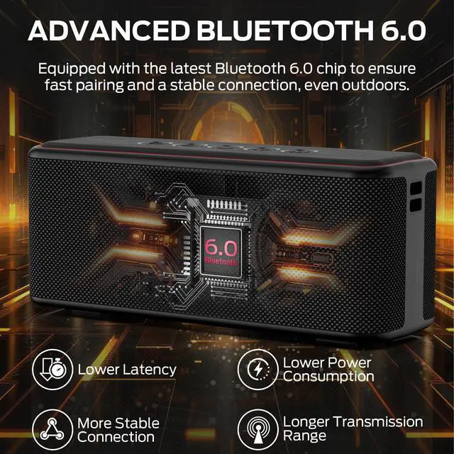 Alt view image 3 of 7 - Shock Plus Bluetooth Speaker,Portable Speaker with 40W Loud Stereo Sound,Bluetooth 6.0,TWS Pairing,20H Playtime,Support AUX/TF Card,IPX6 Waterproof Wireless Speakers for Travel,Home,Outdoor