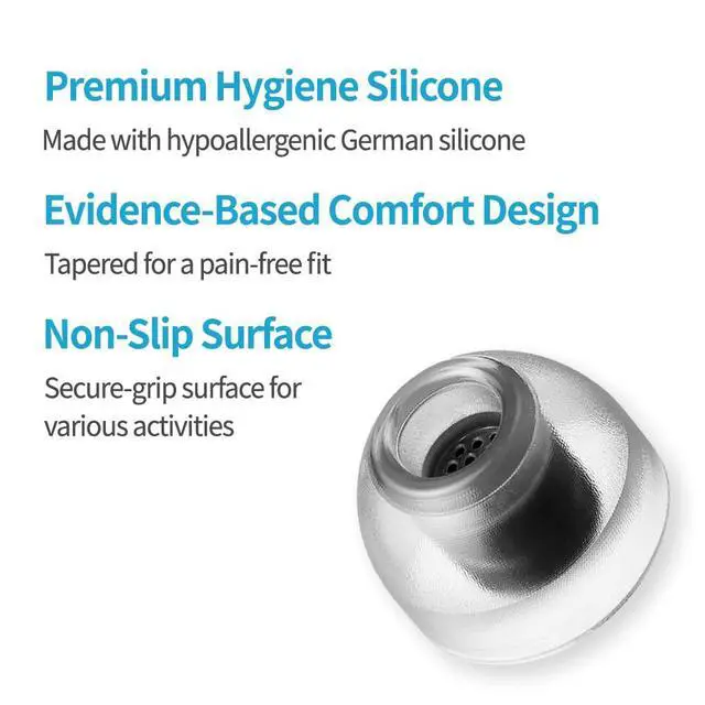 Alt view image 4 of 7 - Crystal 2 Standard Earbud Tips for Sony WF-1000XM5 & Powerbeats Pro 2 | Anti-Slip, Grippy Surface for Active Lifestyle, Hypoallergenic Silicone