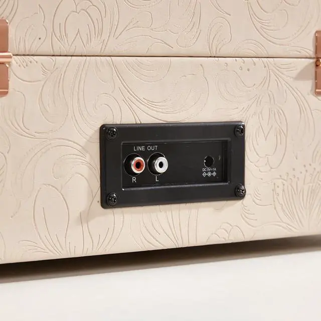 Alt view image 5 of 7 - Coryphaeus Vinyl Record Player 3-Speed Bluetooth Input and Output Built-in Speakers with Magnetic Cartridge Auto Off (Flora Engraved)