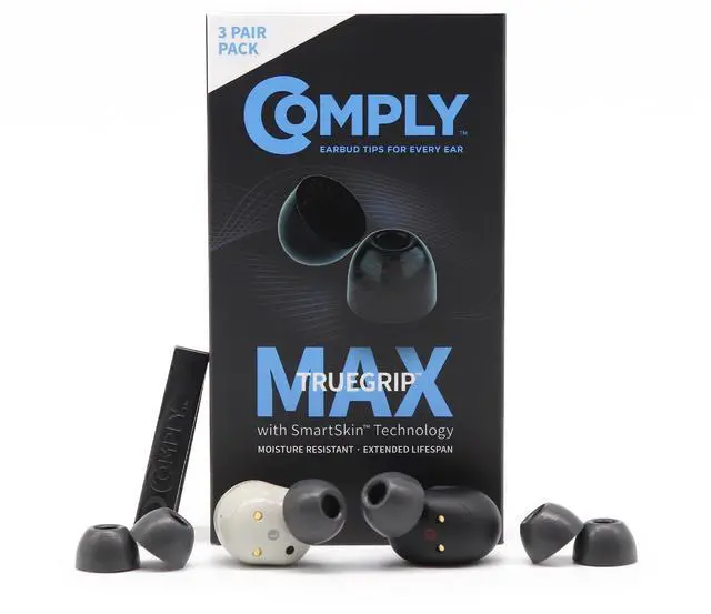Main image of TrueGrip MAX Memory Foam Ear Tips | For Sony True Wireless Earbuds, Ultimate Comfort, Superior Noise Isolation, Black S/M/L (3 Pairs)