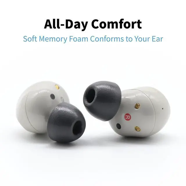 Alt view image 3 of 7 - TrueGrip MAX Memory Foam Ear Tips | For Sony True Wireless Earbuds, Ultimate Comfort, Superior Noise Isolation, Black S/M/L (3 Pairs)