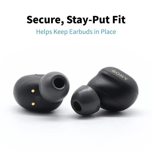 Alt view image 4 of 7 - TrueGrip MAX Memory Foam Ear Tips | For Sony True Wireless Earbuds, Ultimate Comfort, Superior Noise Isolation, Black S/M/L (3 Pairs)