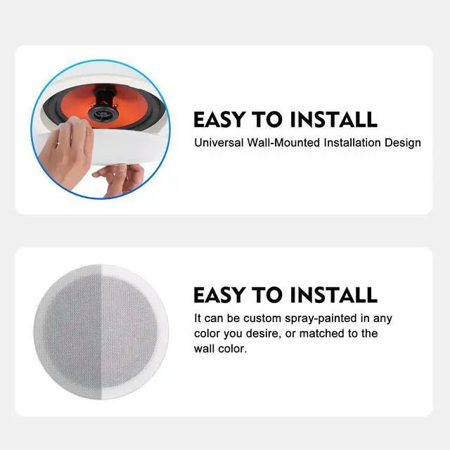 Alt view image 5 of 5 - 6.5 Inch Bluetooth 5.4 Ceiling Speakers with 4-Zone 8-Channel Amplifier,Independent Zone Volume Control for Home Theater, Studio,Multi-Room Audio System8 Speakers