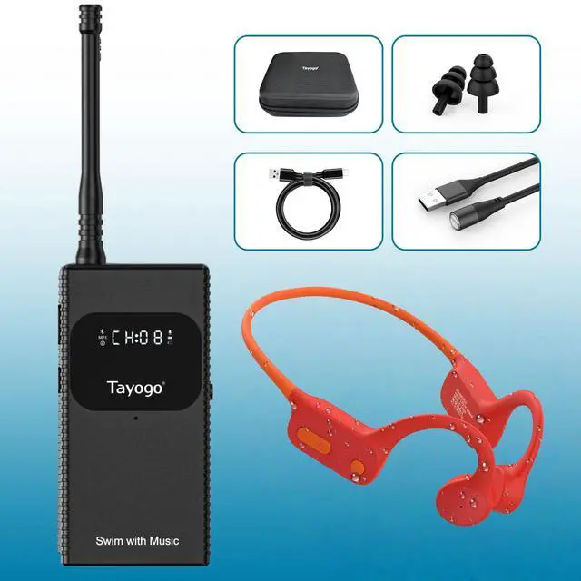 Alt view image 7 of 7 - Swimming Headphones Bone Conduction Open Ear Swim with Your Stream APP | IPX8 Waterproof, Bluetooth 5.4, FM Radio, No Need to Download Music, Support Spotify, Waterproof Mic, Open-Ear Design