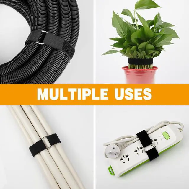 Alt view image 6 of 6 - 1" x120ft Hook and Loop Straps with 60 Metal Buckles, Adjustable Fastening Cinch Straps, Cut to Length Cable Straps, Reusable Nylon Straps 1 Inch Wide for Organizer or Storage, Black