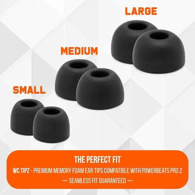 Alt view image 4 of 7 - TipZ Powerbeats Pro 2 Memory Foam Ear Tips Compatible with Beats Powerbeats Pro 2 by Wicked Cushions | Enhanced Comfort, Secure Fit & Noise Isolation | Black