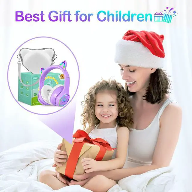 Alt view image 6 of 7 - Bluetooth 5.4 Kids Headphones with Case - RGB LED Light Up Cat Ears Foldable Adjustable Over Ear Headphone Support Wireless or 3.5mm Wired Mode for Toddler & Girls & Boys Teens