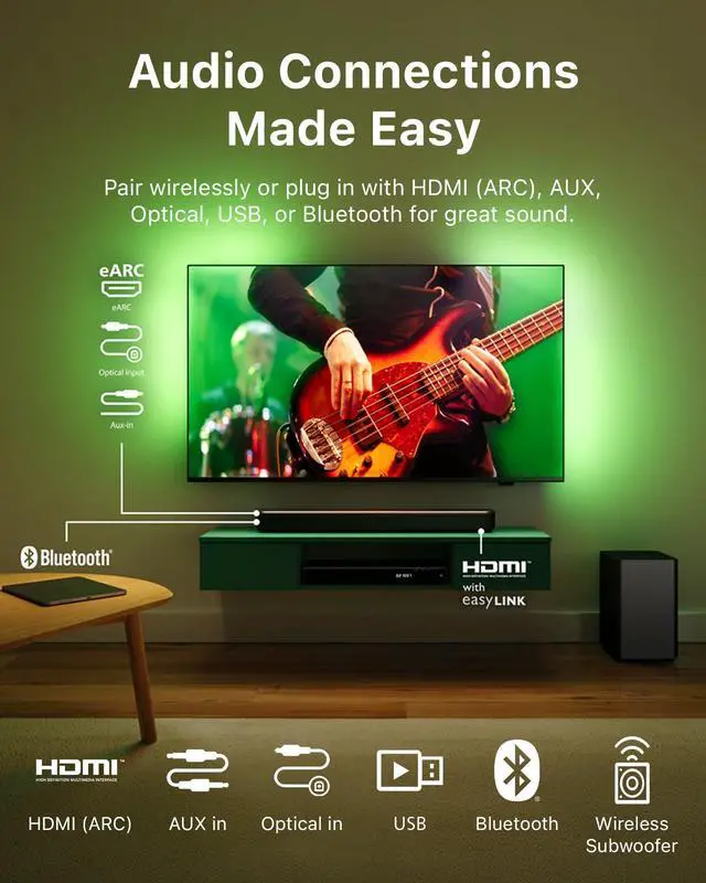 Alt view image 6 of 7 - B5309 2.1 Channel Soundbar with Wireless Subwoofer - Bluetooth, HDMI ARC, DTS Virtual:X, 240W Max Power, Dark Grey