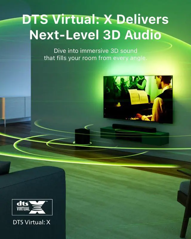 Alt view image 3 of 7 - B5309 2.1 Channel Soundbar with Wireless Subwoofer - Bluetooth, HDMI ARC, DTS Virtual:X, 240W Max Power, Dark Grey