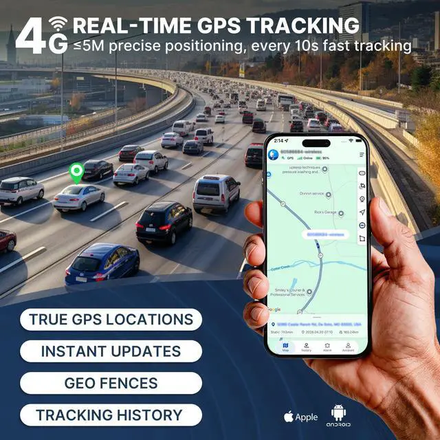 Alt view image 2 of 7 - Magnetic GPS Tracker for Vehicles, Tracking Devices for Cars Hidden, Up to 7 Months Battery Life, IP67 Waterproof, Real-Time 4G LTE Assets & Car Tracking Device, Unlimited Range, Subscription Required