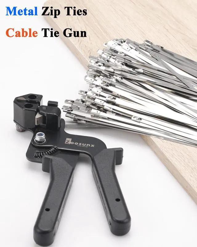 Alt view image 2 of 7 - Metal Zip Tie Tool Kit: Heavy-Duty Stainless Steel Cable Tie Tensioner with 100PCS 11.8-Inch Self-Locking Metal Zip Ties for Fencing, Exhaust, Pipes & Industrial Repairs(100PCS+TOOL, SILVER)