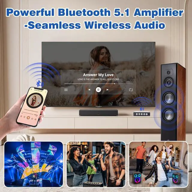 Alt view image 7 of 7 - 540W 2.1-Channel Mini Bluetooth Amplifier Board 160W×2 + 220W Subwoofer, with TWS, FM/USB/AUX, IR Remote, DC15-36V, Deep Bass for DIY Speakers & Home Audio