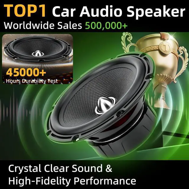 Alt view image 6 of 7 - 6.5 Inch Car Speakers 800W Max 4 Ohm Carbon Fiber Cone Woofer 2 Pack | Bullet Head Design Door Speaker Deliver Deep Bass and Clear Stereo Sound, Ideal for Cars Trucks Motorcycle DIY Audio Upgrades