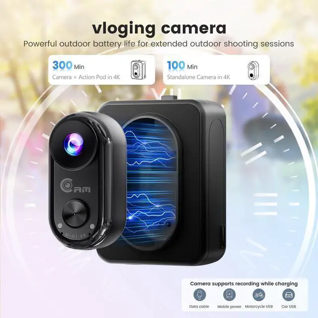Alt view image 7 of 7 - 4K Mini Body Camera,Wearable Magnetic Thumb Action Camera,6-Axis Stabilized Portable POV Cam,40M Waterproof Camera,with Motorcycle Helmet/Cycling Mounting Accessories (Supports 256GB TF Card)