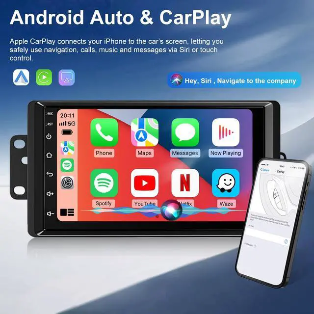 Alt view image 4 of 7 - Android Radio for Chevrolet Chevy Silverado 2003-2006 Tahoe SSR, GMC Sierra 1500/2500/3500 2003-2006 Suburban, 7 Inch Touch Screen Car Stereo CarPlay Android Auto Backup Camera Bluetooth 5GWiFi FM SWC